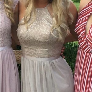 Gold Metallic David’s Bridal Bridesmaid Dress